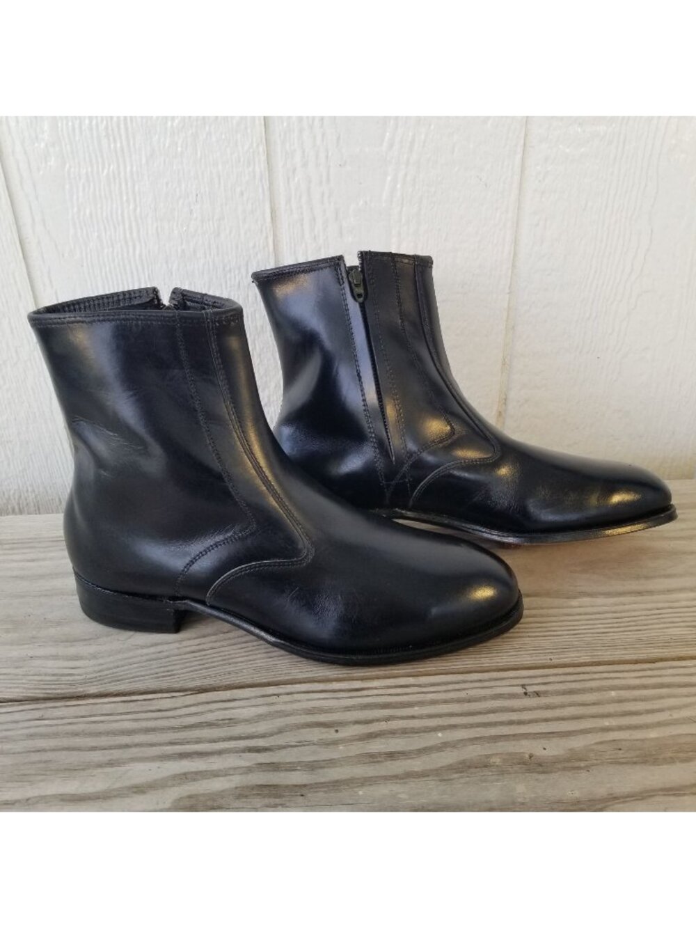 Lehigh Classic Mens Black Leather Ankle Side Zip Boots Steel Toe 9 E 1830 USA